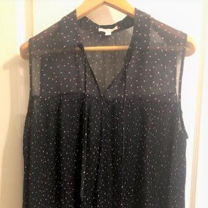 LC Lauren Conrad Sleeveless Navy Blue Pleated Blouse